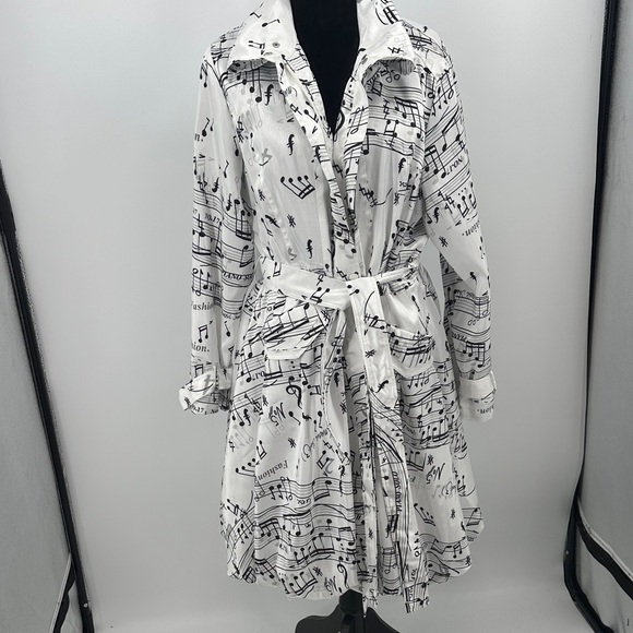 Samuel Dong Jackets & Blazers - Samuel Dong trench coat White Music Note Print size petite